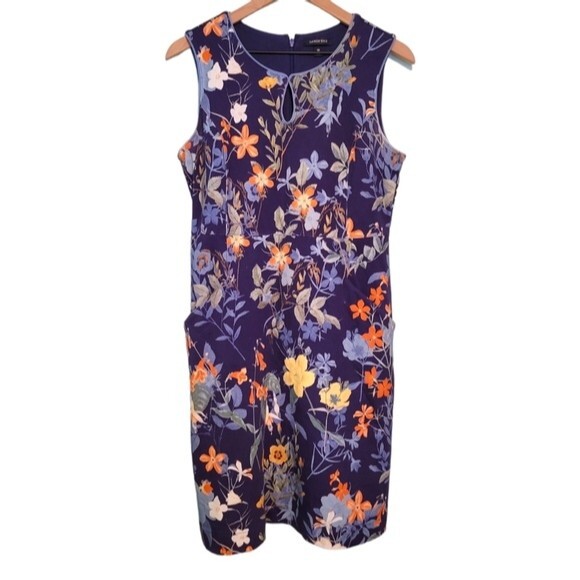 Lands' End Blue & Orange Floral Dress Size 10 - Picture 1 of 7